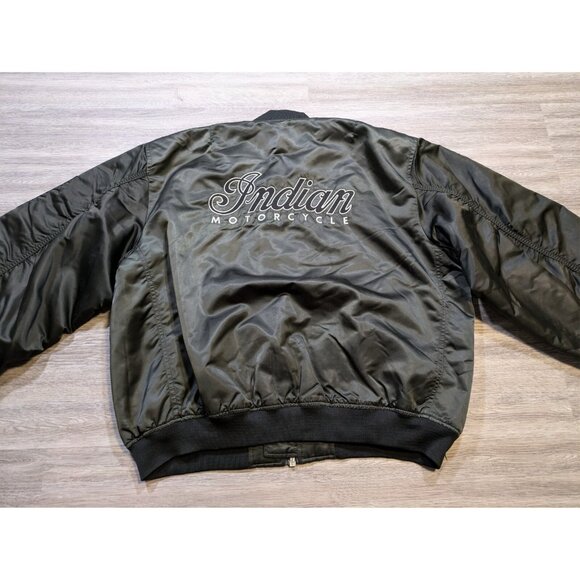 Vintage Indian Motorcycles Satin Bomber Jacket Men's XXL Full Zip Logo Script - Picture 10 of 15